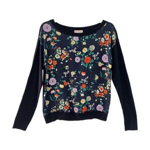 Brooks Brothers Red Fleece Wool Sweater Silk Floral Print Navy Blue